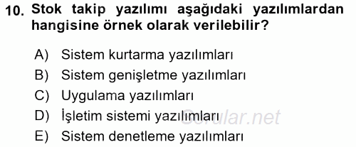 Ön Muhasebe Yazılımları Ve Kullanımı 2015 - 2016 Ara Sınavı 10.Soru