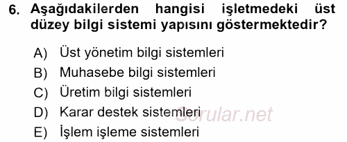 Ön Muhasebe Yazılımları Ve Kullanımı 2015 - 2016 Ara Sınavı 6.Soru
