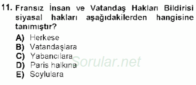 Temel İnsan Hakları Bilgisi 1 2012 - 2013 Dönem Sonu Sınavı 11.Soru