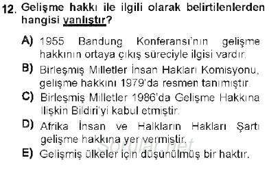 Temel İnsan Hakları Bilgisi 1 2012 - 2013 Dönem Sonu Sınavı 12.Soru