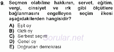 Temel İnsan Hakları Bilgisi 1 2012 - 2013 Dönem Sonu Sınavı 9.Soru