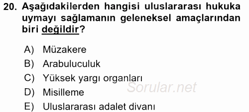 Hukuk Sosyolojisi 2016 - 2017 Dönem Sonu Sınavı 20.Soru