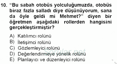 Çocukta Oyun Gelişimi 2013 - 2014 Dönem Sonu Sınavı 10.Soru