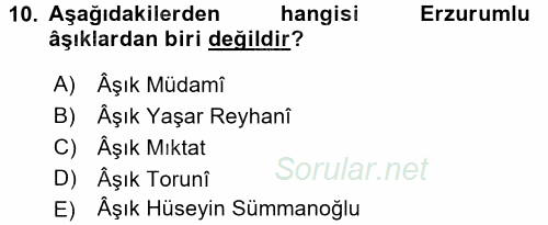 Halk Hikayeleri 2016 - 2017 Ara Sınavı 10.Soru