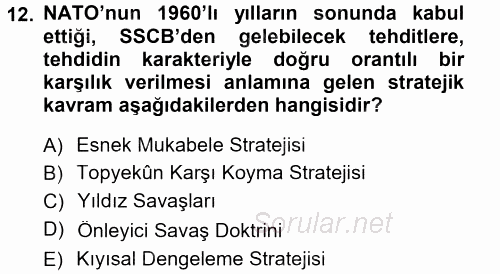 Amerikan Dış Politikası 2013 - 2014 Tek Ders Sınavı 12.Soru