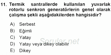 Elektrik Makinaları 2016 - 2017 Dönem Sonu Sınavı 11.Soru