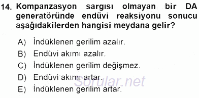 Elektrik Makinaları 2016 - 2017 Dönem Sonu Sınavı 14.Soru