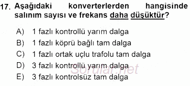 Elektrik Makinaları 2016 - 2017 Dönem Sonu Sınavı 17.Soru