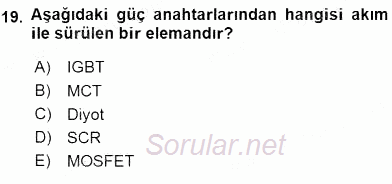 Elektrik Makinaları 2016 - 2017 Dönem Sonu Sınavı 19.Soru