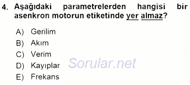 Elektrik Makinaları 2016 - 2017 Dönem Sonu Sınavı 4.Soru