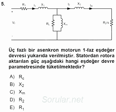 Elektrik Makinaları 2016 - 2017 Dönem Sonu Sınavı 5.Soru