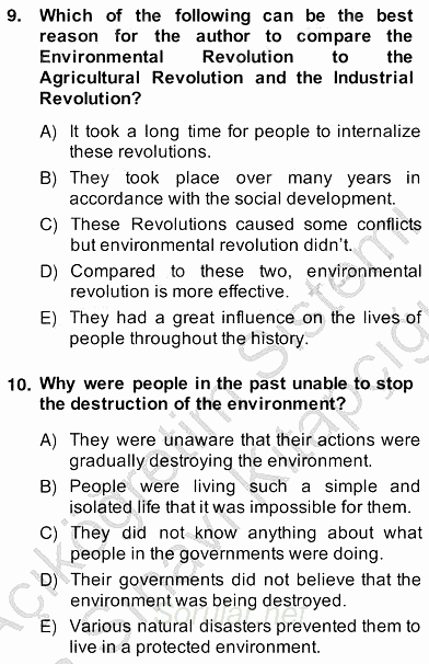 İleri Okuma Ve Yazma Becerileri 2 2013 - 2014 Ara Sınavı 10.Soru