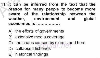 İleri Okuma Ve Yazma Becerileri 2 2013 - 2014 Ara Sınavı 11.Soru