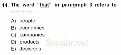 İleri Okuma Ve Yazma Becerileri 2 2013 - 2014 Ara Sınavı 14.Soru