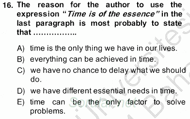 İleri Okuma Ve Yazma Becerileri 2 2013 - 2014 Ara Sınavı 16.Soru