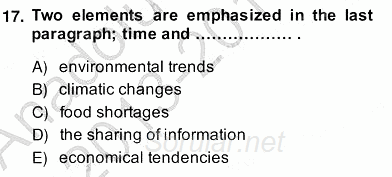 İleri Okuma Ve Yazma Becerileri 2 2013 - 2014 Ara Sınavı 17.Soru