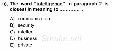İleri Okuma Ve Yazma Becerileri 2 2013 - 2014 Ara Sınavı 18.Soru