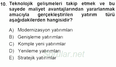 Spor Finansmanı 2013 - 2014 Dönem Sonu Sınavı 10.Soru