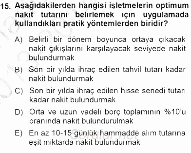 Spor Finansmanı 2013 - 2014 Dönem Sonu Sınavı 15.Soru
