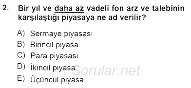 Spor Finansmanı 2013 - 2014 Dönem Sonu Sınavı 2.Soru