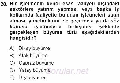 Spor Finansmanı 2013 - 2014 Dönem Sonu Sınavı 20.Soru