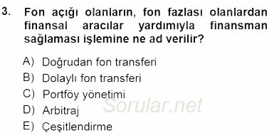 Spor Finansmanı 2013 - 2014 Dönem Sonu Sınavı 3.Soru