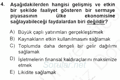 Spor Finansmanı 2013 - 2014 Dönem Sonu Sınavı 4.Soru