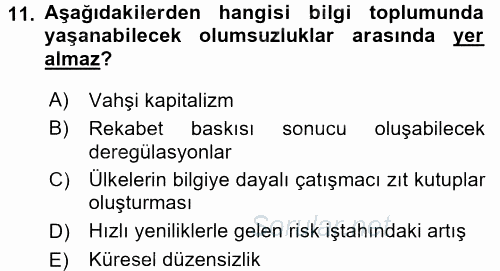 Bilgi Ekonomisi 2017 - 2018 Ara Sınavı 11.Soru
