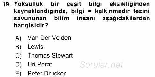 Bilgi Ekonomisi 2017 - 2018 Ara Sınavı 19.Soru