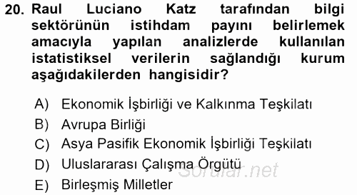 Bilgi Ekonomisi 2017 - 2018 Ara Sınavı 20.Soru