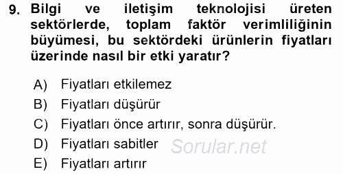 Bilgi Ekonomisi 2017 - 2018 Ara Sınavı 9.Soru