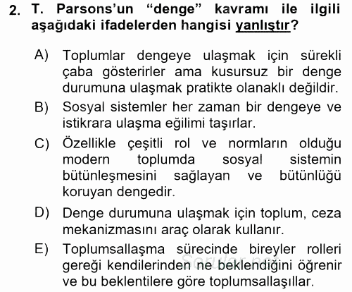 Modern Sosyoloji Tarihi 2015 - 2016 Ara Sınavı 2.Soru