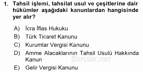 Vergi Usul Hukuku 2016 - 2017 Ara Sınavı 1.Soru