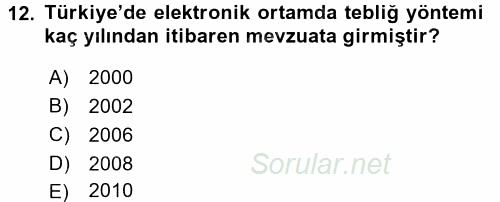 Vergi Usul Hukuku 2016 - 2017 Ara Sınavı 12.Soru