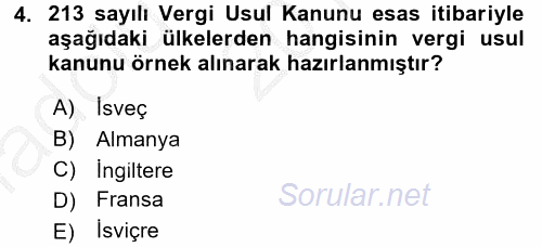 Vergi Usul Hukuku 2016 - 2017 Ara Sınavı 4.Soru