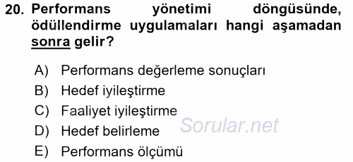 Ücret ve Ödül Yönetimi 2015 - 2016 Dönem Sonu Sınavı 20.Soru