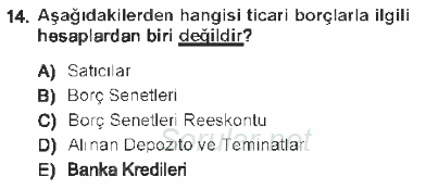 Envanter ve Bilanço 2012 - 2013 Tek Ders Sınavı 14.Soru