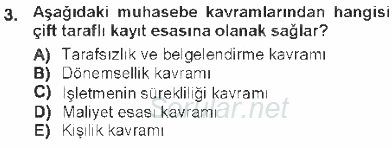 Envanter ve Bilanço 2012 - 2013 Tek Ders Sınavı 3.Soru