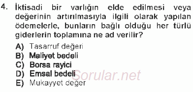 Envanter ve Bilanço 2012 - 2013 Tek Ders Sınavı 4.Soru