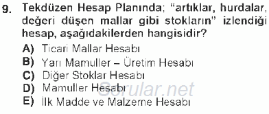 Envanter ve Bilanço 2012 - 2013 Tek Ders Sınavı 9.Soru