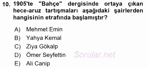 Eleştiri Tarihi 2017 - 2018 Dönem Sonu Sınavı 10.Soru