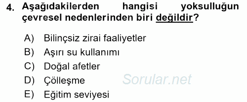 Sosyal Sorunlar 2016 - 2017 3 Ders Sınavı 4.Soru