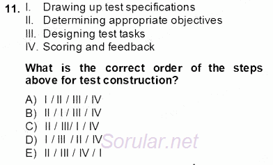 Yabancı Dil Öğretiminde Ölçme Ve Değerlendirme 1 2013 - 2014 Ara Sınavı 11.Soru