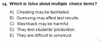 Yabancı Dil Öğretiminde Ölçme Ve Değerlendirme 1 2013 - 2014 Ara Sınavı 14.Soru
