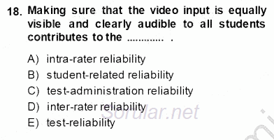 Yabancı Dil Öğretiminde Ölçme Ve Değerlendirme 1 2013 - 2014 Ara Sınavı 18.Soru