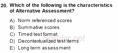 Yabancı Dil Öğretiminde Ölçme Ve Değerlendirme 1 2013 - 2014 Ara Sınavı 20.Soru