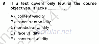 Yabancı Dil Öğretiminde Ölçme Ve Değerlendirme 1 2013 - 2014 Ara Sınavı 5.Soru