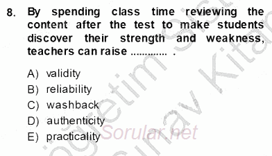 Yabancı Dil Öğretiminde Ölçme Ve Değerlendirme 1 2013 - 2014 Ara Sınavı 8.Soru