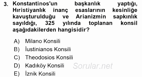 Bizans Tarihi 2016 - 2017 Dönem Sonu Sınavı 3.Soru