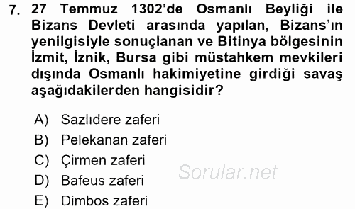 Bizans Tarihi 2016 - 2017 Dönem Sonu Sınavı 7.Soru